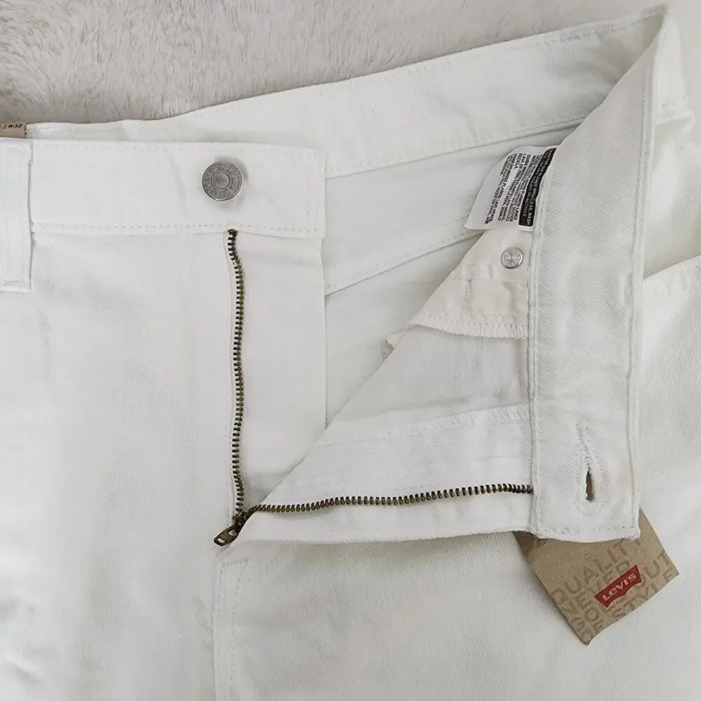 NWT Levi's High Rise Shortie White Denim Cut Off Distressed Shorts 32 14 - Picture 7 of 11